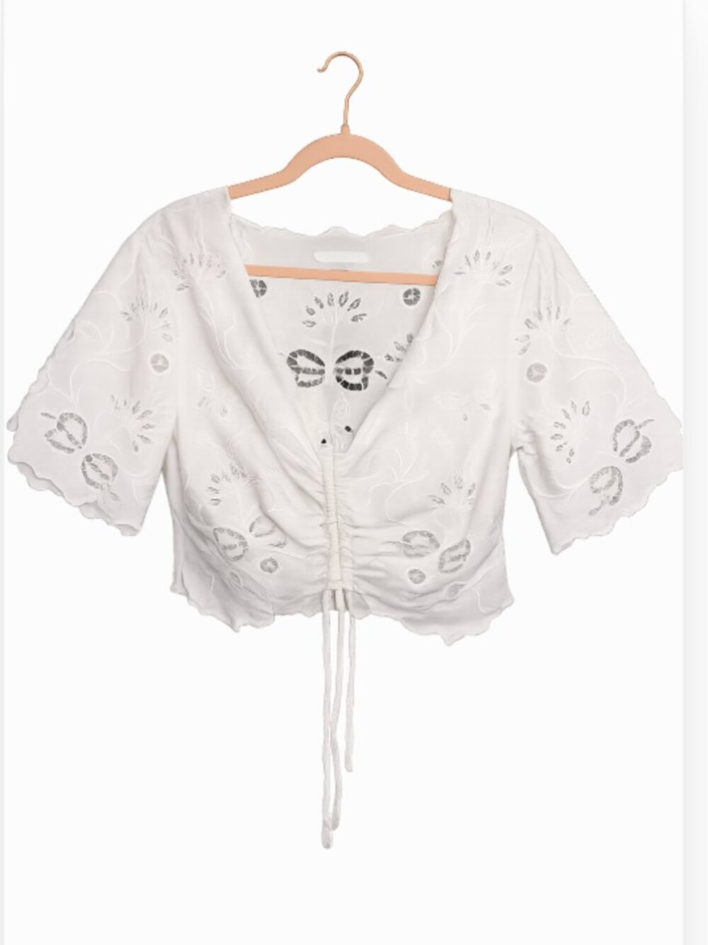 MOTHER The Social Butterfly Eyelet Crop Top- S- Bright White MSRP MSRP $218 - Picture 4 of 13